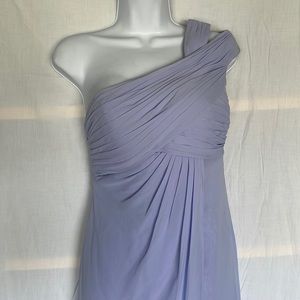 One Shoulder Full Length Lavender Bridesmaid Dress